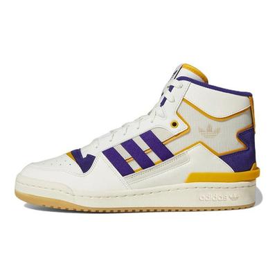Forum Exhibit Mid Inside Out — мужские кроссовки белого, фиолетового и золотого цвета Off-White Collegiate-Purple Collegiate-Gold GX4119