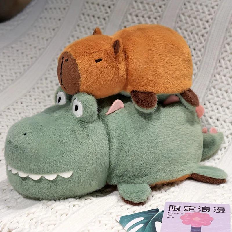 25/35 см Капибара плюшевая двусторонняя мягкая игрушка аллигатор, 2 в 1 милая Капибара трансформер крокодил плюшевая игрушка Рождество для девочек детей