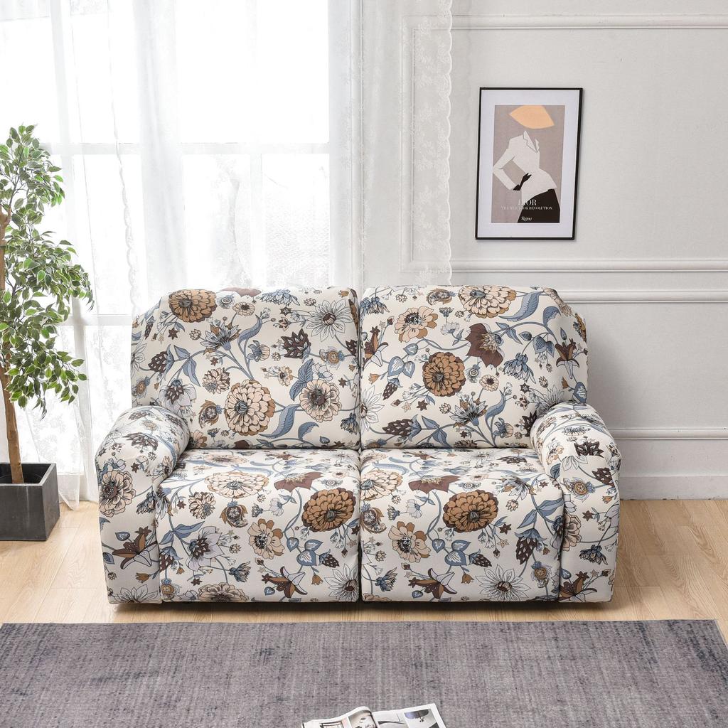 Чехол на диван, чехол для кресла-реклайнера, для двух- и трехместных диванов, всесезонный, с цветочным принтом, защита для дивана