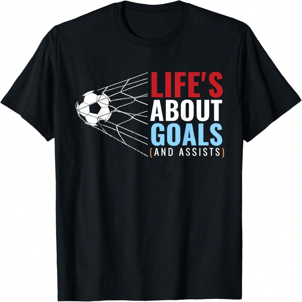 Fans Wounisex Patriotic Lifes About Goals And Assists Soccer T-Shirt