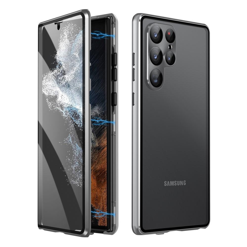Case for Samsung Galaxy S23 Ultra, Magnetic Dual Glass, silver