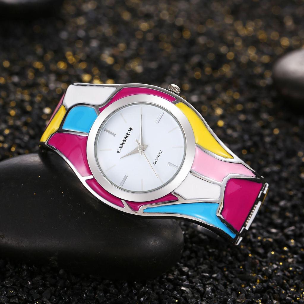 Женские часы-браслет в стиле ретро, с радужным кварцем и случайным цветом, с масляной эмалью. Элегантные женские часы.