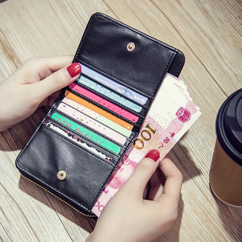 Women Short Wallets PU Leather Female Purse Plaid Cardholder Small Zipper Wallet MIT