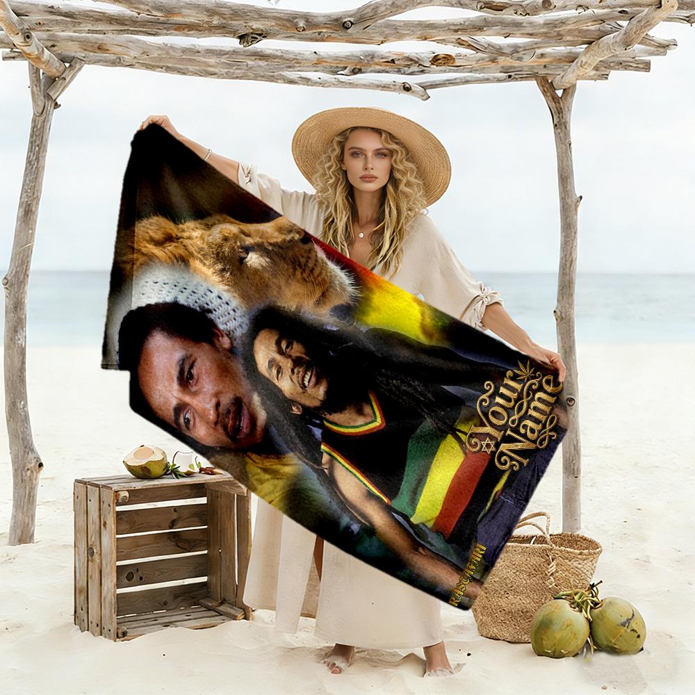 Bob Marley Customize Text Beach Towel Super Soft & Absorbent Perfect for Traveling Yoga Camping and Swimming