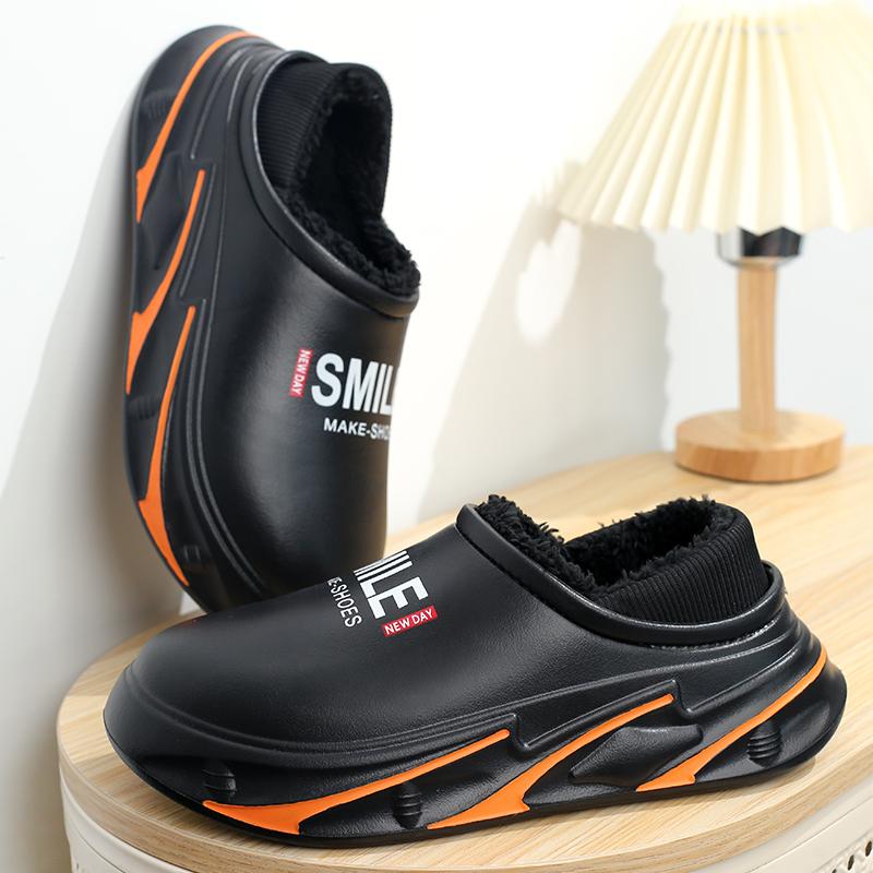 Fashion Winter Men's Slippers Warm Cotton Slides Wrap Heels Outdoor Snow Shoes New Men Women Bedroom Home Plush Slippers