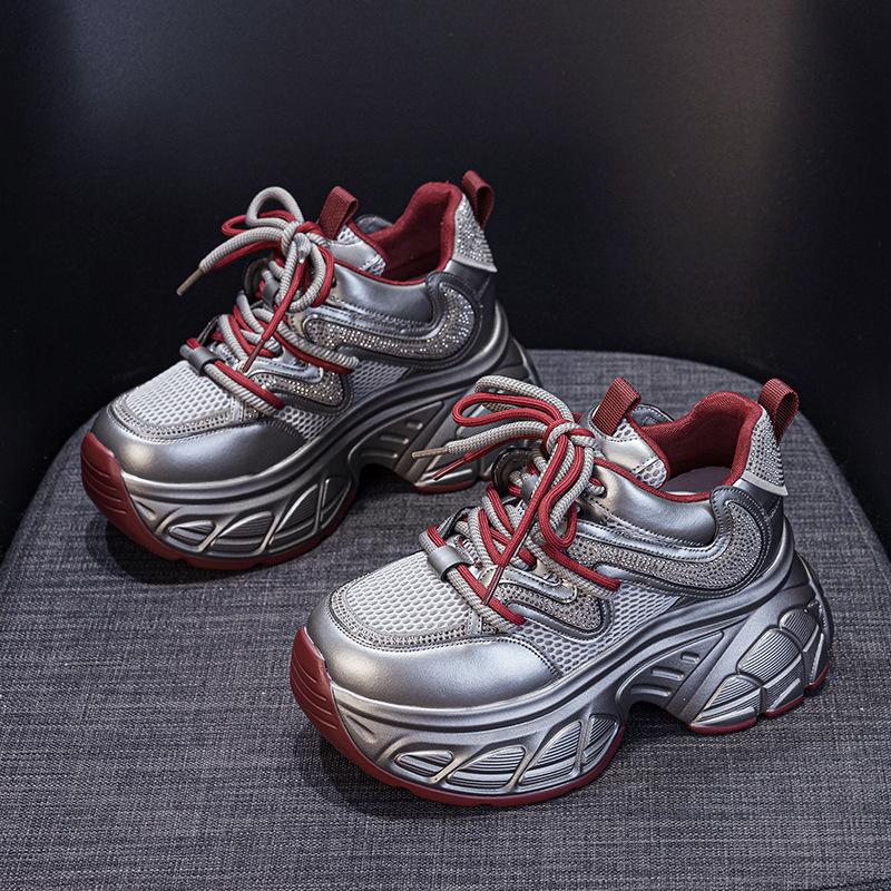 Женские кроссовки «папины кроссовки» весна 2025 новинка интернет-знаменитость на толстой подошве со скрытой платформой повседневные универсальные модные на шнуровке