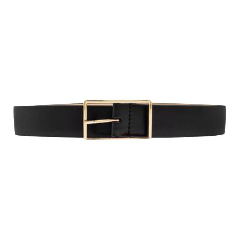 TORY BURCH Gold metal buckle design leather belt women's black 2cm 1695720002-Black XL