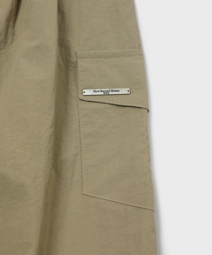 Slow Record House Nylon Cargo Mini Skirt_Beige