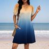 Women's Summer V-Neck Casual Beach Dresses Pod Short Sleeve Gradient Printed Dresses