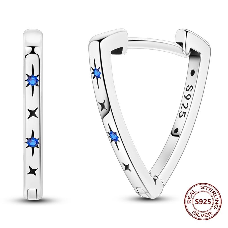 Серьги в виде совы из сияющего голубого циркония, серебряные серьги 925 пробы с дурным глазом для женщин, свадебные, помолвочные, планета, луна, звезда, циркониевые украшения