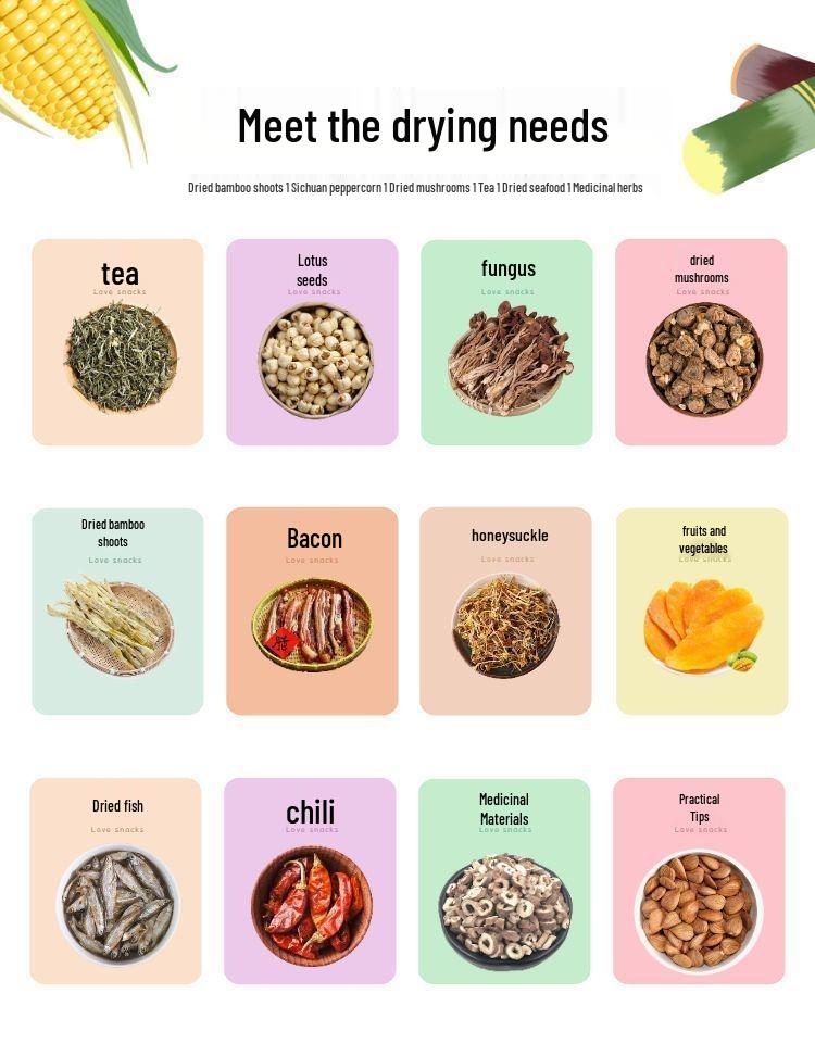 Бамбуковая и травяная сушилка: Для бамбуковых побегов, сычуаньского перца, семян лотоса, грибов, лекарственных материалов, чая и рыбы