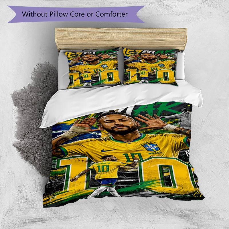 3pcs Neymar16 Design Cover Set - HD Printed Bedding with 1 Cover and 2 Pillowcases - Perfect for Home and Dorm Decor