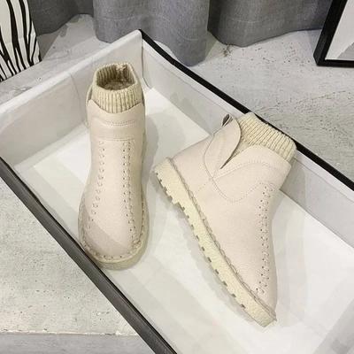 Модные женские зимние сапоги с круглым носком, элегантные, на низком каблуке, кожаные туфли для женщин, белые сапоги женские, теплые, новые, из искусственной кожи