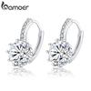 Trendy Genuine Silver Color Round Hoop Earrings with AAA Zircon For Women Jewelry Gift