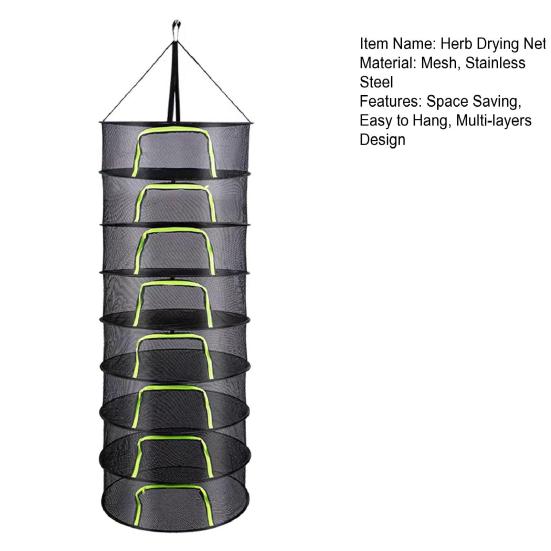 60 см складная сетка для сушки трав 2/4/6/8 слоев круглая сетка для сушки растений корзина с молнией прочная для использования в помещении и на открытом воздухе многоцелевая подвесная трава