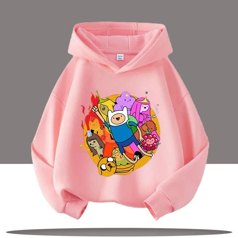 2025 Новая детская толстовка Время приключений с мультяшным принтом Аватар Детская спортивная одежда для девочек Повседневный топ Одежда на осень/зиму