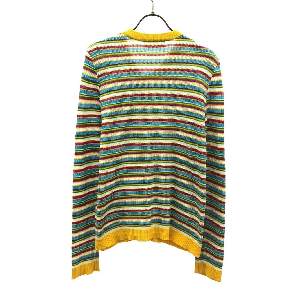 Yves Saint Laurent Кардиган женский вязаный хлопковый с длинным рукавом, узор старой границы 90-х, б/у