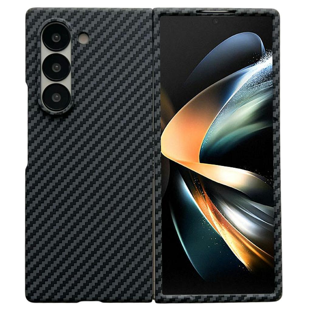 Магнитный чехол для Samsung Galaxy Z Fold4 5G, PC-чехол с текстурой углеродного волокна, с защитной пленкой для экрана