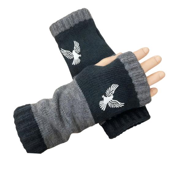 Вязаные женские перчатки без пальцев Теплые перчатки с милой вышивкой Контрастные по цвету Дышащие вязаные перчатки для сенсорного экрана, печати, письма