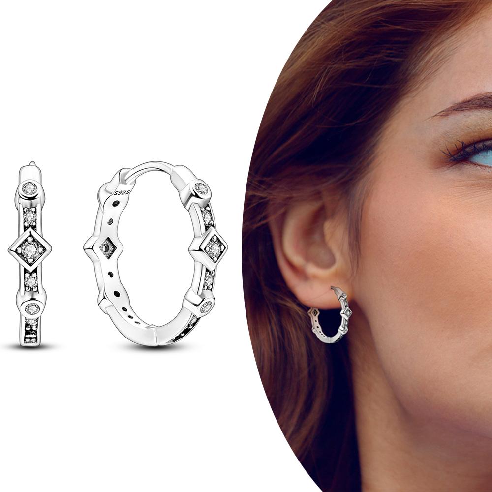 MULA Двойные серьги-кольца из стерлингового серебра 925 пробы с цирконием, цветком, звездой, U-образной формой, квадратным сердцем, паве, серьги-гвоздики в подарок для женщин, ювелирные изделия