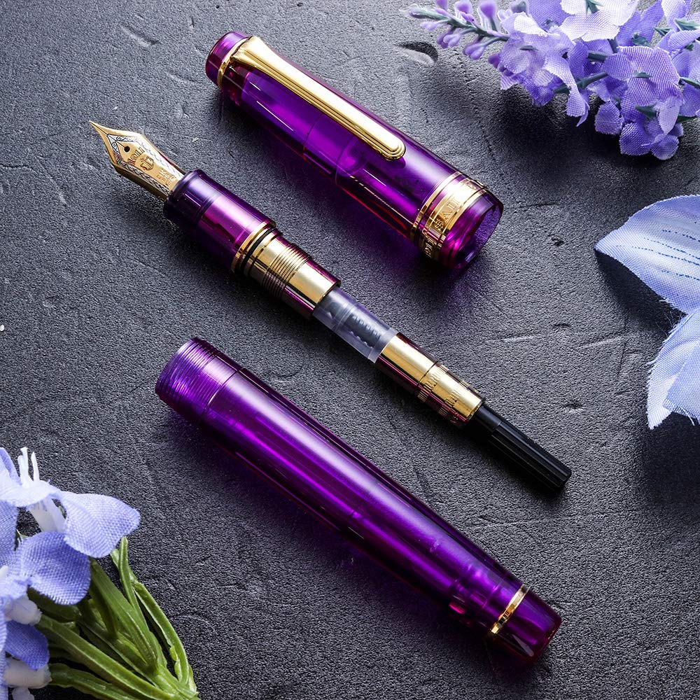 WANCHER Limited Edition SAILOR Original Professional Gear Transparent Lavender 21K Gold Fountain Pen Special Extra [WANCHER Edition] (EF Fine)