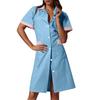 Платье для медсестер Женское Рабочее платье с запахом Повседневное платье с коротким рукавом и карманами