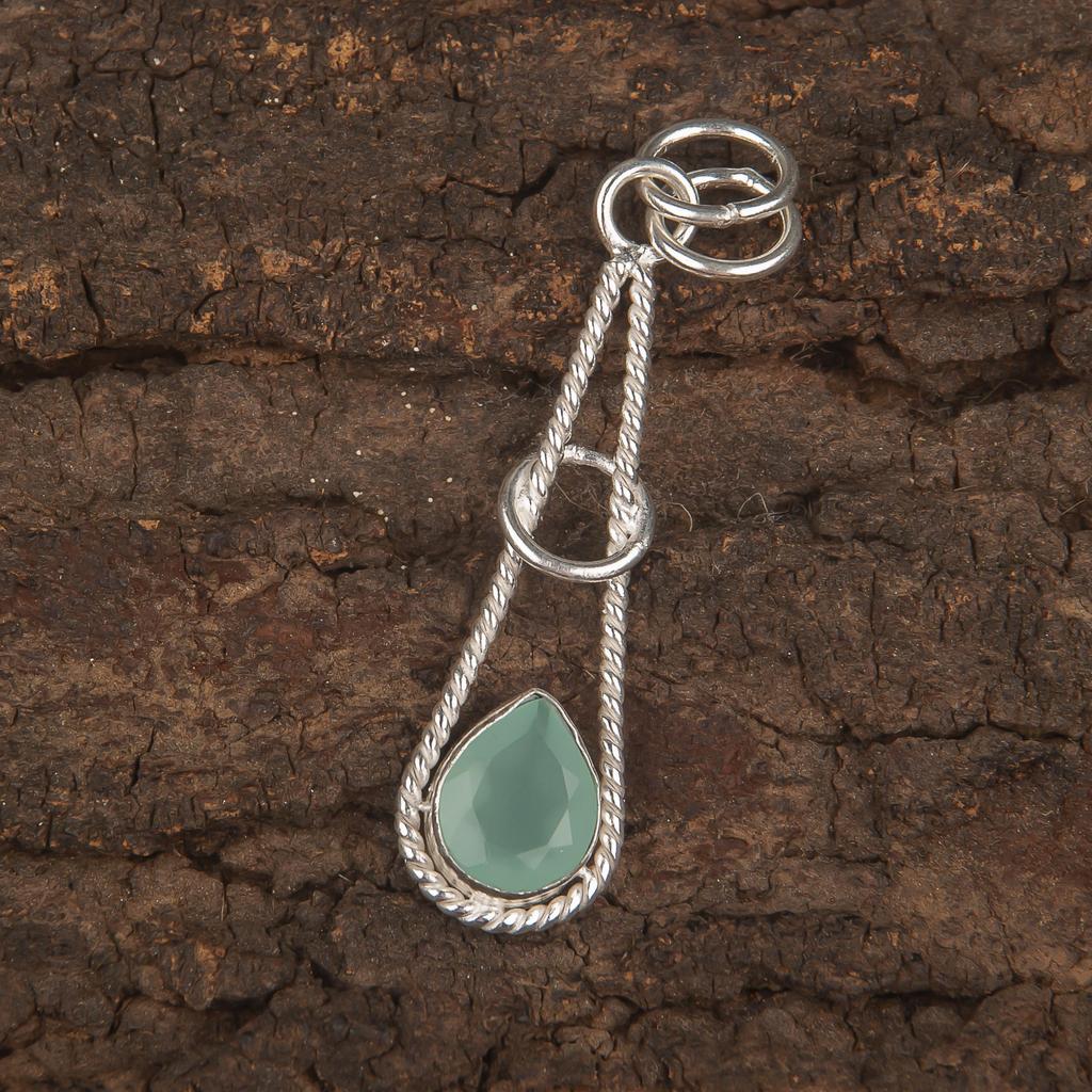 Кулон из аквахалцедона, ювелирное изделие из драгоценного камня ручной работы, кулон из стерлингового серебра 925 пробы, ювелирное изделие уникального дизайна