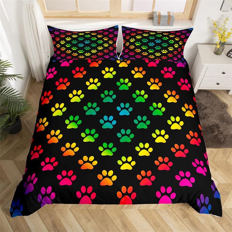 Boho Красочный Кот Пододеяльник Комплект Кошки Звезда Гриб Постельное белье Микрофибра 3D Kawaii Животные Одеяло Покрывало Твин Для Детей Мальчиков