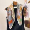 New Women's Handkerchief Elegant Temperament European Retro Printed Small Scarf Cotton Linen Hand Feel Versatile Decoration