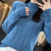 Women's Casual All-match Sweater Loose Turtleneck Warm Sweater Solid Color Knitted Pullover Top