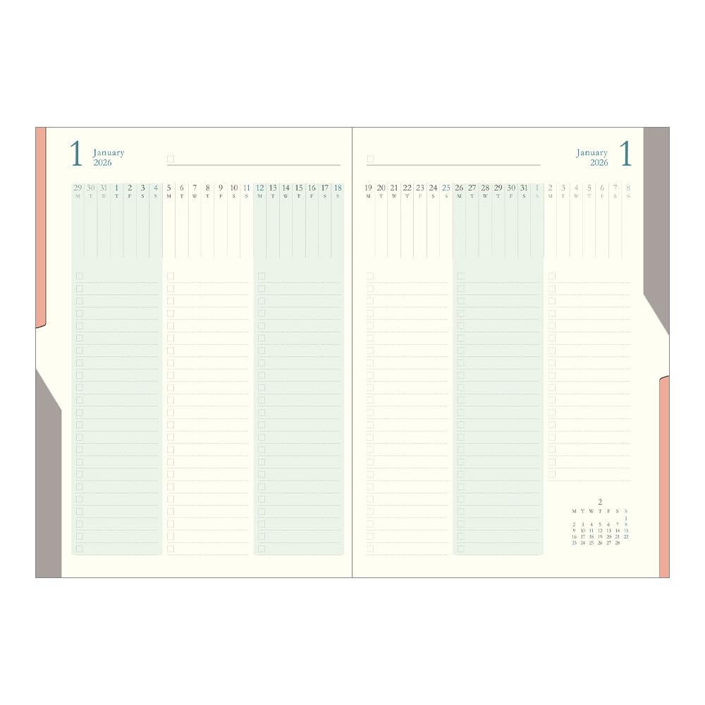 Midori Double Schedule Monthly To 22388006 October Planner, 2026, B6, Do, Blue, (Starts 2025)