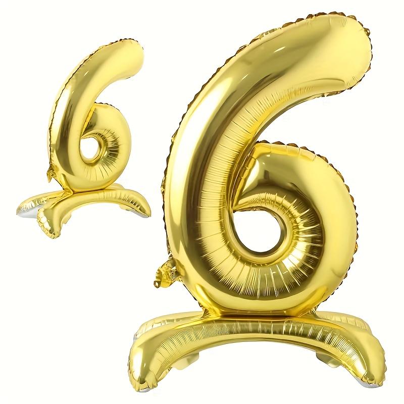 32" Golden Stand-Up Foil Number Balloons 0-9 Shiny Metallic Finish, Perfect for Birthdays, Anniversaries Party & Room Decor, Birthday Balloons