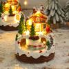 Christmas Village Houses,Light Up Christmas Houses With Spinning Train & 8 Music,Resin House With Warm Light