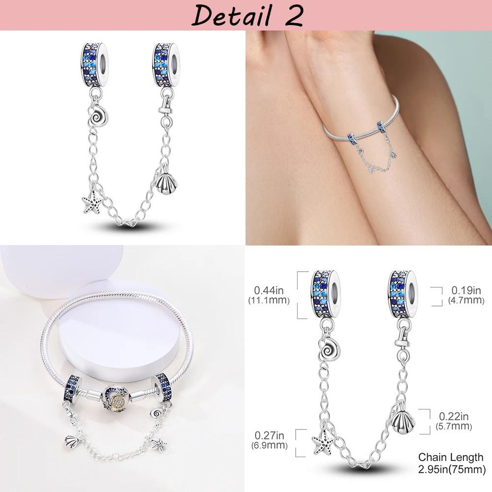 Safety Chain copper Plated Bead Charms Classic Safety Chain Stopper Clip Charm Compatible With Authentic Bracelets Jewellery Making