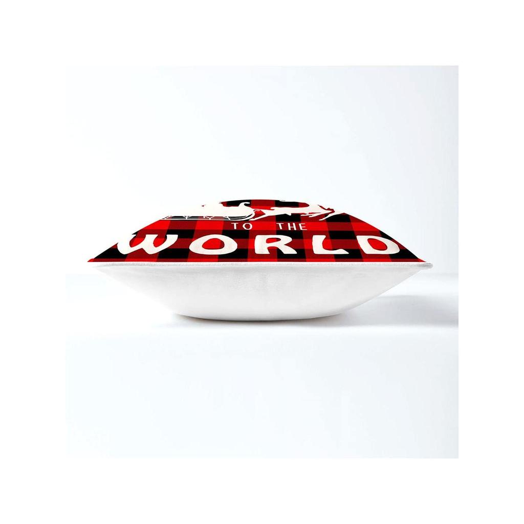 Набор из 4 декоративных наволочек/подушек «Счастливого Рождества» - CC219 - (18 X 18 ДЮЙМОВ, Красный и Молочно-белый)