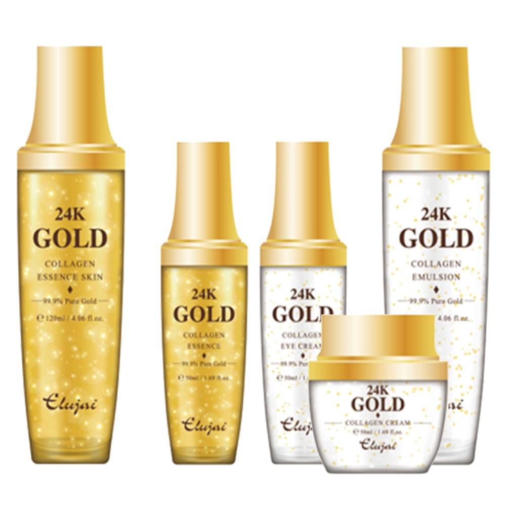 Eluzai 24k gold коллаген базовый 5 типов кожи эмульсия эссенция крем для глаз питательный крем, 5 типов, 1 набор