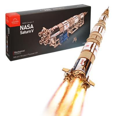 UGEARS Деревянная 3D-пазл NASA Saturn V 70257, для взрослых, не требует клея и инструментов - -
