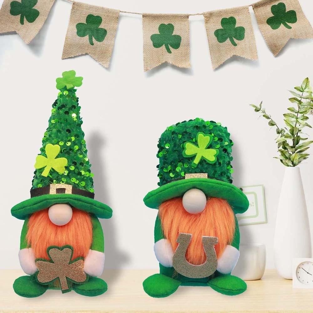 Crafts Leprechauns Doll Ornament Creative Plush Green Figurine Easter Day Ornament Shop