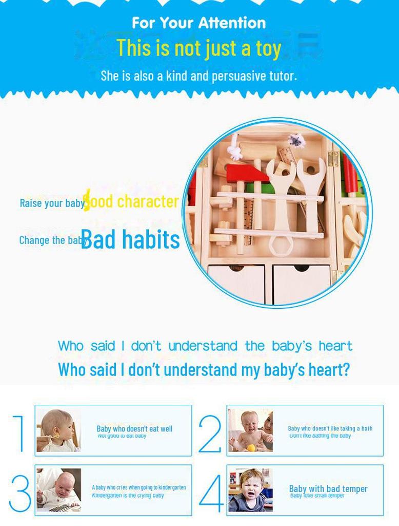 DIY Портативный Деревянный Ящик Для Инструментов Образовательный Игровой Набор Для Детей - Игрушка Для Ролевого Ремонта