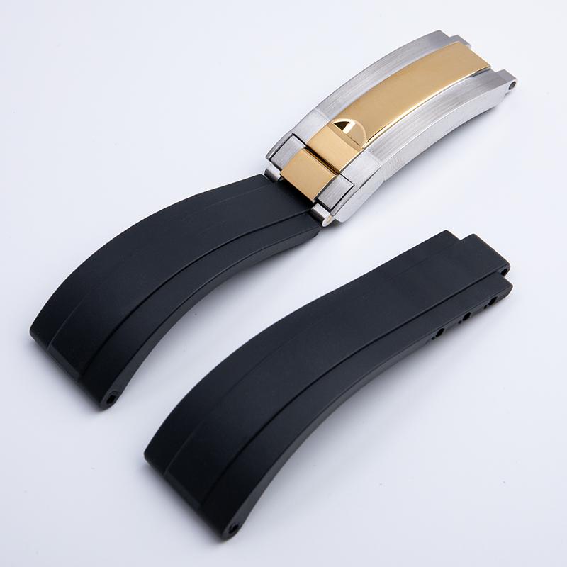 Резиновый короткий ремешок для часов с пряжкой 20/21 мм, подходит для Rolex Daytona Submariner Role OYSTERFLEX Yacht Master, силиконовый ремешок для маленького запястья