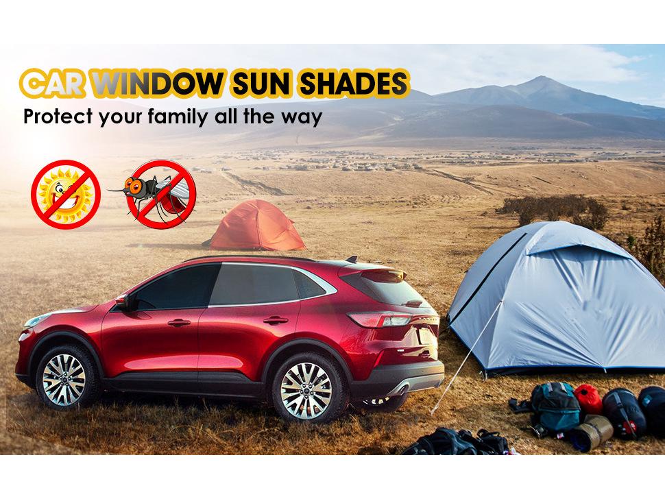 Универсальная выдвижная шторка-солнцезащитный козырек на автомобильное окно - Эластичная сетка для кемпинга и многого другого