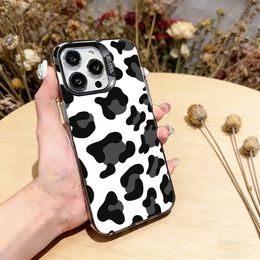 Черный леопардовый чехол для телефона iPhone 17,16,15,14,13,12,11 Plus,Pro Max,XS,Разноцветный серебристый чехол для телефона Funda Cover