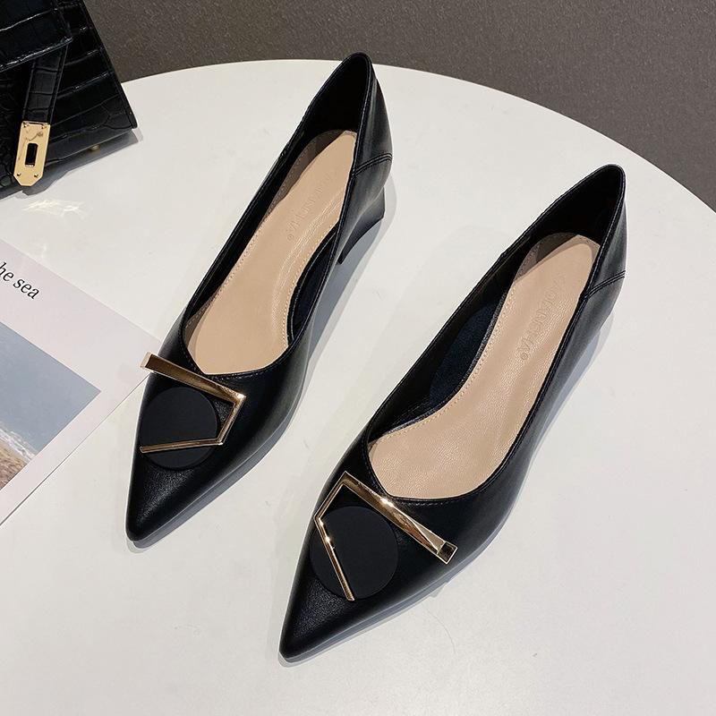 Fashion Pointed Thick Heels Mary Jane Shoes for Women's 2025 Summer New Shallow Heel Women's Single Shoes High Heel Female Single Shoes