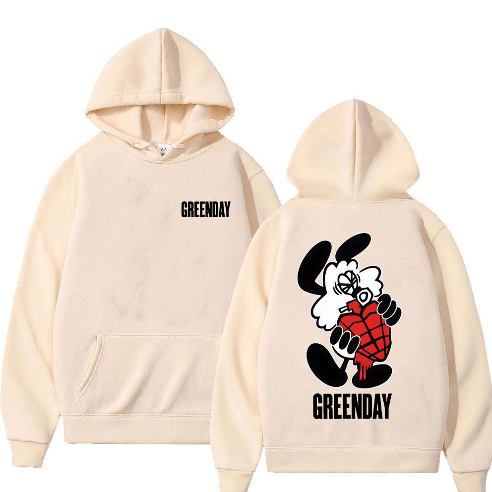 Худи в мультяшном стиле Green Day, мужское, винтажное, оверсайз, стритвир, унисекс, модное, готическое, рок, свитшот с капюшоном