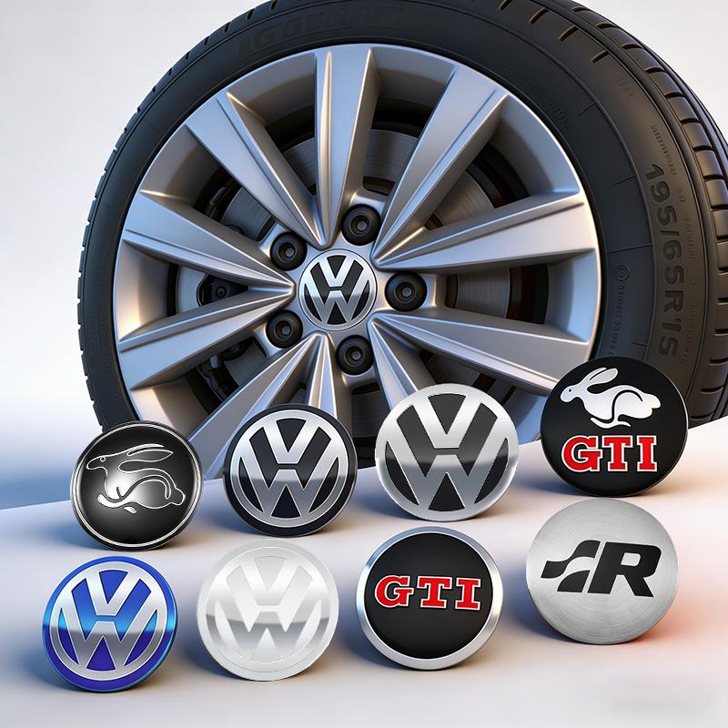 VW Car Accessories Wheel Center Cover Stickers Hub Cap Sticker Tire Valve For VW GTI Polo Passat Golf Tiguan Jetta T-ROC BeetleZF3