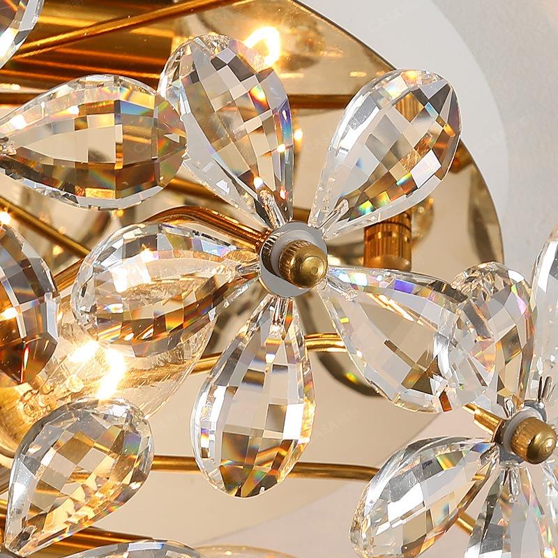 Light Luxury Dining Room Chandelier Lighting Crystal Retro Creative Personalized Petal Living Room Bedroom Light