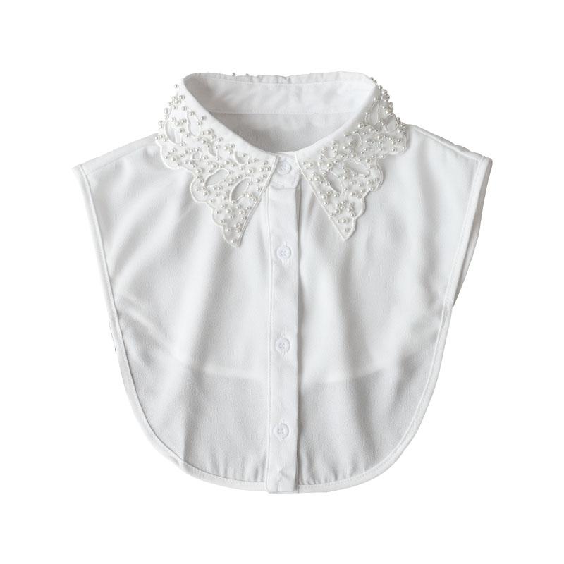 Elegant Beaded Women Fake Collar Shirt Black Embroidery Detachable Collar Fake Women Vintage False Collar Removable Nep Kraagie
