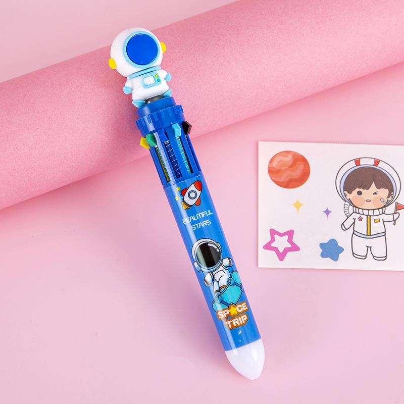 5Pcs Cute Astronaut Ten-color Pen Colored Ballpoint Pen, Student June 1st End Christmas Prize Gift