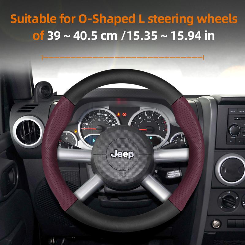 zkfan8 Suitable for Jeep Breathable Hole Leather Matte Carbon Fiber Texture Steering Wheel Cover Suitable for Compass Renegade