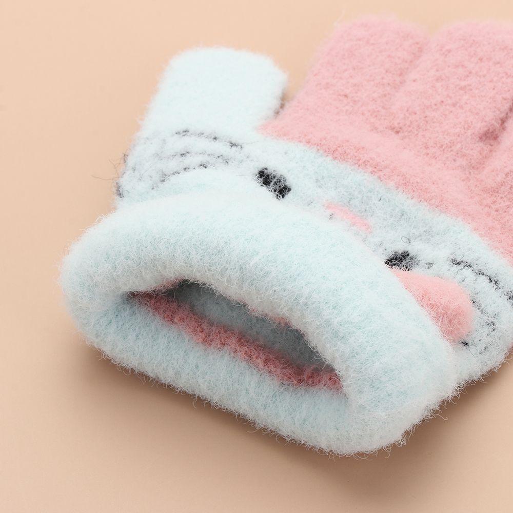 Years Rabbit Wool Soft Children's Gloves Knitted Thermal Gloves Full Finger Mittens Kids Gloves